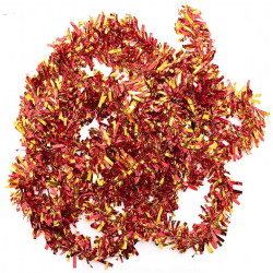 Mey İthalat® Kırmızı Altın Renk 6 cm Genişlik Garland Çift Renk Sim Süs 180 cm