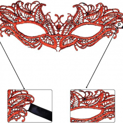 Mey İthalat® Kırmızı Dantel Masquerade Maskesi 5 No