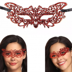 Mey İthalat® Kırmızı Dantel Masquerade Maskesi 9 No