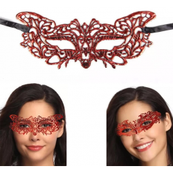 Mey İthalat® Kırmızı Dantel Masquerade Maskesi 9 No