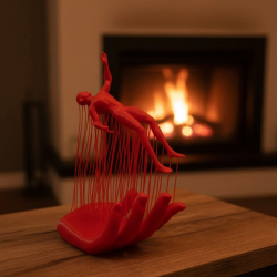 Mey İthalat® Kırmızı El ve İnsan Figürü Dekoratif Biblo Salon Ofis Raf ve Konsol Üstü İçin 12x18 cm