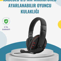 Mey İthalat® Kırmızı Gaming Kulaklık Stereo Mikrofonlu Dayanıklı Örgü Kablolu