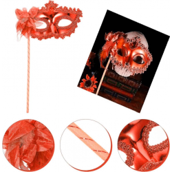 Mey İthalat® Kırmızı Işıltılı Tutmalı Fotoğraf Çekimi Maskesi 18x29 cm