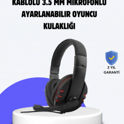 Mey İthalat® Kırmızı Oyuncu Kulaklığı Mikrofonlu Ayarlanabilir Konforlu Tasarımlı