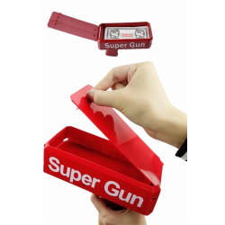 Mey İthalat® Kırmızı Parti Oyuncağı Para Saçma Fırlatma Tabancası Makinesi Super Money