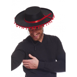 Mey İthalat® Kırmızı Ponponlu Siyah Renk Yetişkin İspanyol Şapkası