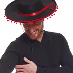 Mey İthalat® Kırmızı Ponponlu Siyah Renk Yetişkin İspanyol Şapkası