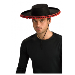 Mey İthalat® Kırmızı Ponponlu Siyah Renk Yetişkin İspanyol Şapkası