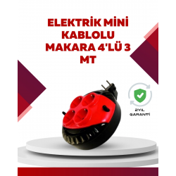 Mey İthalat® Kırmızı Renk 3 Metre 4’lü Kablolu Priz Makarası
