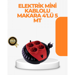 Mey İthalat® Kırmızı Renk 5 Metre 4’lü Kablolu Priz Makarası
