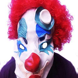 Mey İthalat® Kırmızı Renk Afro Bonus Peruklu Palyaço Lateks Et Maske