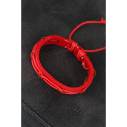 Mey İthalat® Kırmızı Renk Ayarlamalı İpli Deri Erkek Bileklik