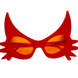 Mey İthalat® Kırmızı Renk Bıyık Tasarımlı Kedi Gözlüğü 19x11 cm