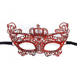 Mey İthalat® Kırmızı Renk Dantel Örgü İşlemeli Parti Maskesi Model 2