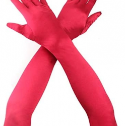 Mey İthalat® Kırmızı Renk Dirseğe Kadar Uzun Kumaş Eldiven 40 cm