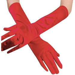 Mey İthalat® Kırmızı Renk Dirseğe Kadar Uzun Kumaş Eldiven 40 cm