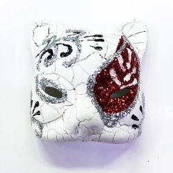 Mey İthalat® Kırmızı Renk İşlemeli Seramik Malzemeden İmal Venedik Kedi Model Magnet