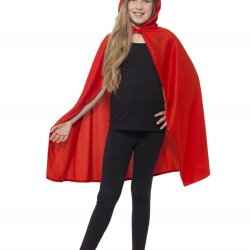 Mey İthalat® Kırmızı Renk Kapşonlu Kumaş Pelerin 90 cm