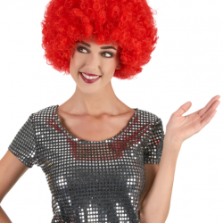 Mey İthalat® Kırmızı Renk Kıvırcık Afro Bonus Peruk