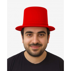 Mey İthalat® Kırmızı Renk Plastik Nubuk Kadife Flok Kaplama Fötr Şapka 11 cm