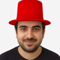 Mey İthalat® Kırmızı Renk Plastik Nubuk Kadife Flok Kaplama Fötr Şapka 11 cm