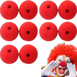 Mey İthalat® Kırmızı Renk Sünger Palyaço Burnu Takma Burun 10 Adet