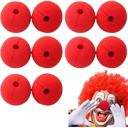 Mey İthalat® Kırmızı Renk Sünger Palyaço Burnu Takma Burun 10 Adet