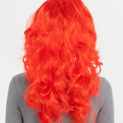 Mey İthalat® Kırmızı Renk Uzun Dalgalı Parti Peruğu