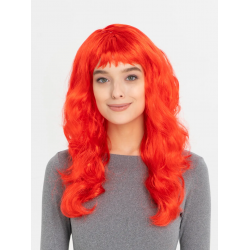 Mey İthalat® Kırmızı Renk Uzun Dalgalı Parti Peruğu