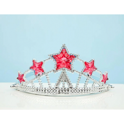 Mey İthalat® Kırmızı Yıldız Taşlı Plastik Kraliçe Prenses Elsa Tacı Çocuk Boy