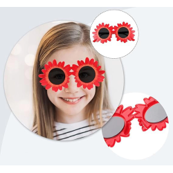 Mey İthalat® Kırmızı Renk Papatya Şekilli Parti Gözlüğü 18x10cm