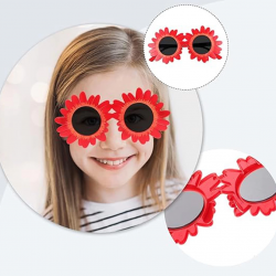 Mey İthalat® Kırmızı Renk Papatya Şekilli Parti Gözlüğü 18x10cm