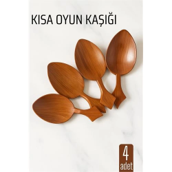 Mey İthalat® Kısa Oyun Kaşığı Halk Oyunu Kaşığı - Kına Kaşığı Kısa Saplı Zeybek Oyun Kaşığı 4 ADET