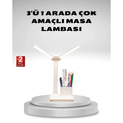 Mey İthalat® Kısılabilir LED Masa Lambası – Kalemlik ve Telefon Standlı, Göz Yormayan Işık