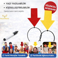 Mey İthalat® Kişiselleştirilebilir Ok İşaretli Mesaj Tacı (2’li Set Sarı-Kırmızı)
