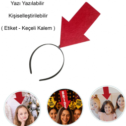 Mey İthalat® Kişiselleştirilebilir Ok Taç – Üzerine Yazı Yazılabilen Parti Tacı Kırmızı Renk