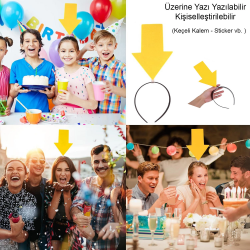 Mey İthalat® Kişiselleştirilebilir Ok Taç – Üzerine Yazı Yazılabilen Parti Tacı Sarı Renk