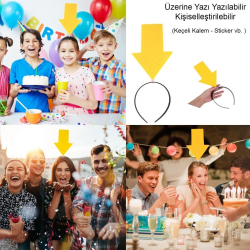 Mey İthalat® Kişiselleştirilebilir Ok Taç – Üzerine Yazı Yazılabilen Parti Tacı Sarı Renk