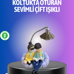 Mey İthalat® Kitap Okuyan Çift Figürlü Gece Lambası Romantik Dekoratif Masa Lambası