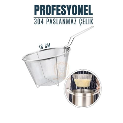 Mey İthalat® Kızartma Süzgeci Patates Kızartma Filtresi 304 Paslanmaz Çelik Mink Design