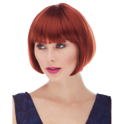 Mey İthalat® Kızıl Renk Düz Kesim Astarlı Küt Parti Peruğu