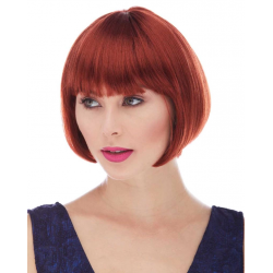 Mey İthalat® Kızıl Renk Düz Kesim Astarlı Küt Parti Peruğu