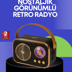 Mey İthalat® Klasik Retro Radyo – Bluetooth Destekli, FM Özellikli Şarjlı Hoparlör