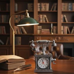 Mey İthalat® Klasik Telefon Görünümlü Masaüstü Saat ve Alarm