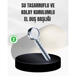 Mey İthalat® Kolay Montajlı 3 Modlu Yüksek Basınç Duş Başlığı