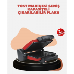 Mey İthalat® Kompakt Izgara ve Tost Makinesi – Çıkarılabilir Plaka, Döküm Gövde