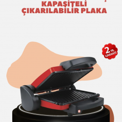 Mey İthalat® Kompakt Izgara ve Tost Makinesi – Çıkarılabilir Plaka, Döküm Gövde