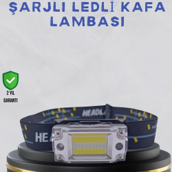 Mey İthalat® Kompakt LED Kafs Feneri USB Şarjlı Manyetik 2 Işık Modlu 215 Lümen