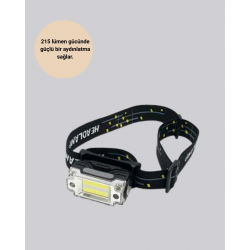 Mey İthalat® Kompakt LED Kafs Feneri USB Şarjlı Manyetik 2 Işık Modlu 215 Lümen