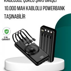 Mey İthalat® Kompakt Tasarım, Güçlü Performans – 10000mAh Kablosuz Powerbank